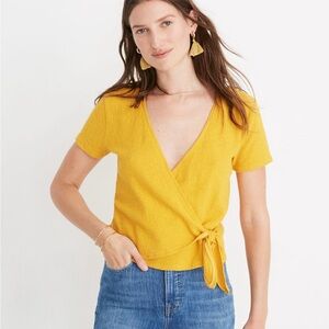 Madewell texture and thread wrap-tie shirt